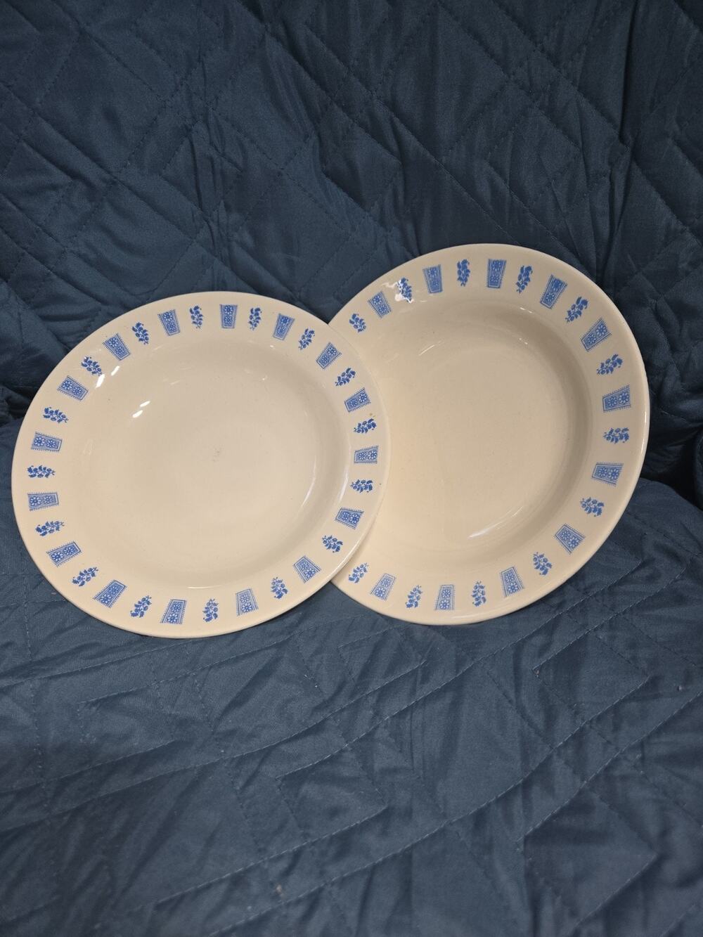 Oxford Made in Brazil Two Luncheon Salad Plates Blue Floral Edge Vintage